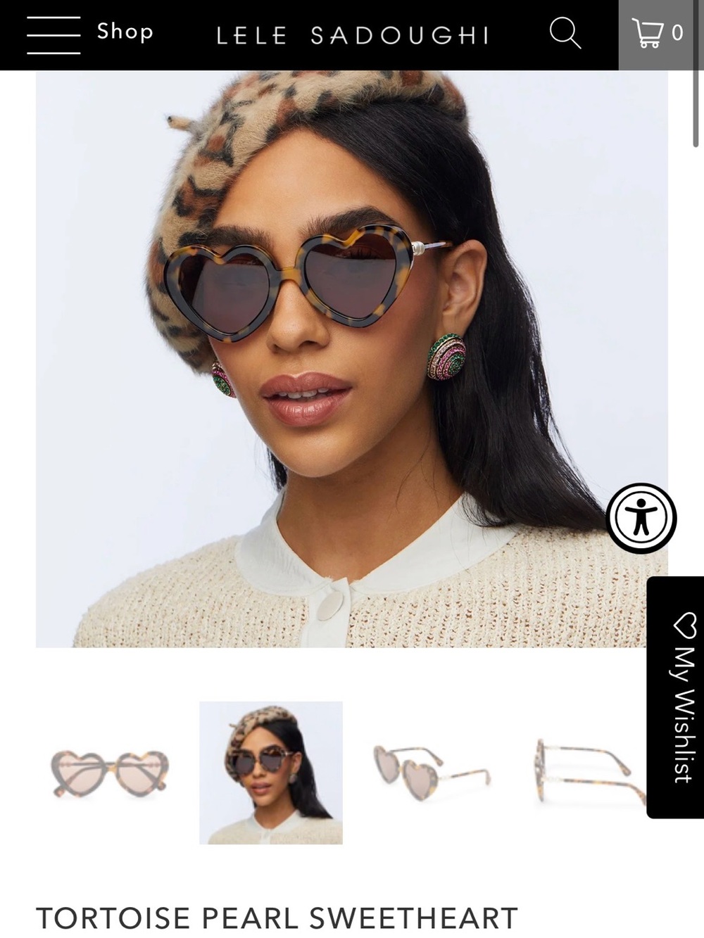 Lele Sadoughi Tortoise Pearl Heart-Shaped Sunglasses - Brown